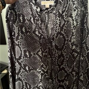 Michael Kors Black and Gray Snake Print Top